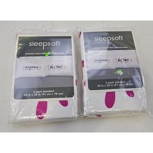 Sleepsoft Pillowcases All Day Standard Microfiber White Pink New 2 Pack